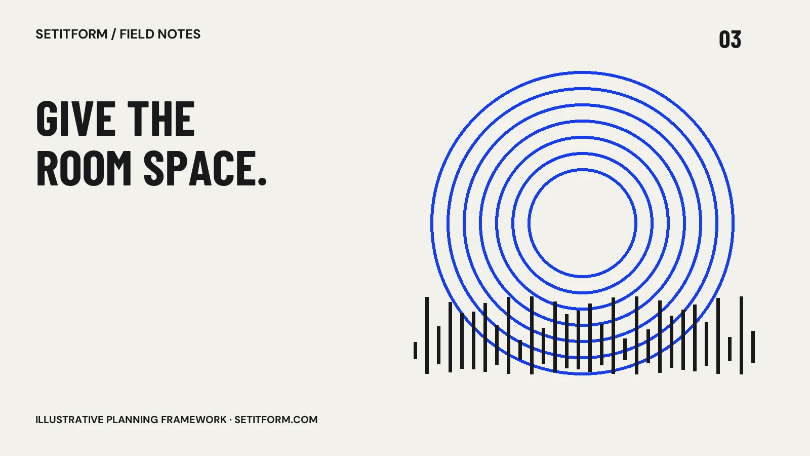 Concentric sound rings and restrained rhythm marks